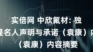 实倍网 中欣氟材: 独立董事提名人声明与承诺（袁康）内容摘要