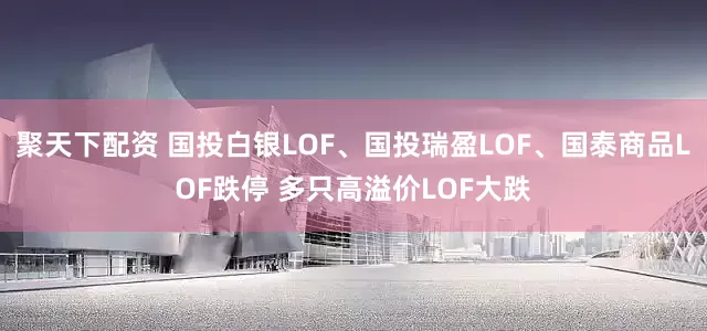 聚天下配资 国投白银LOF、国投瑞盈LOF、国泰商品LOF跌停 多只高溢价LOF大跌